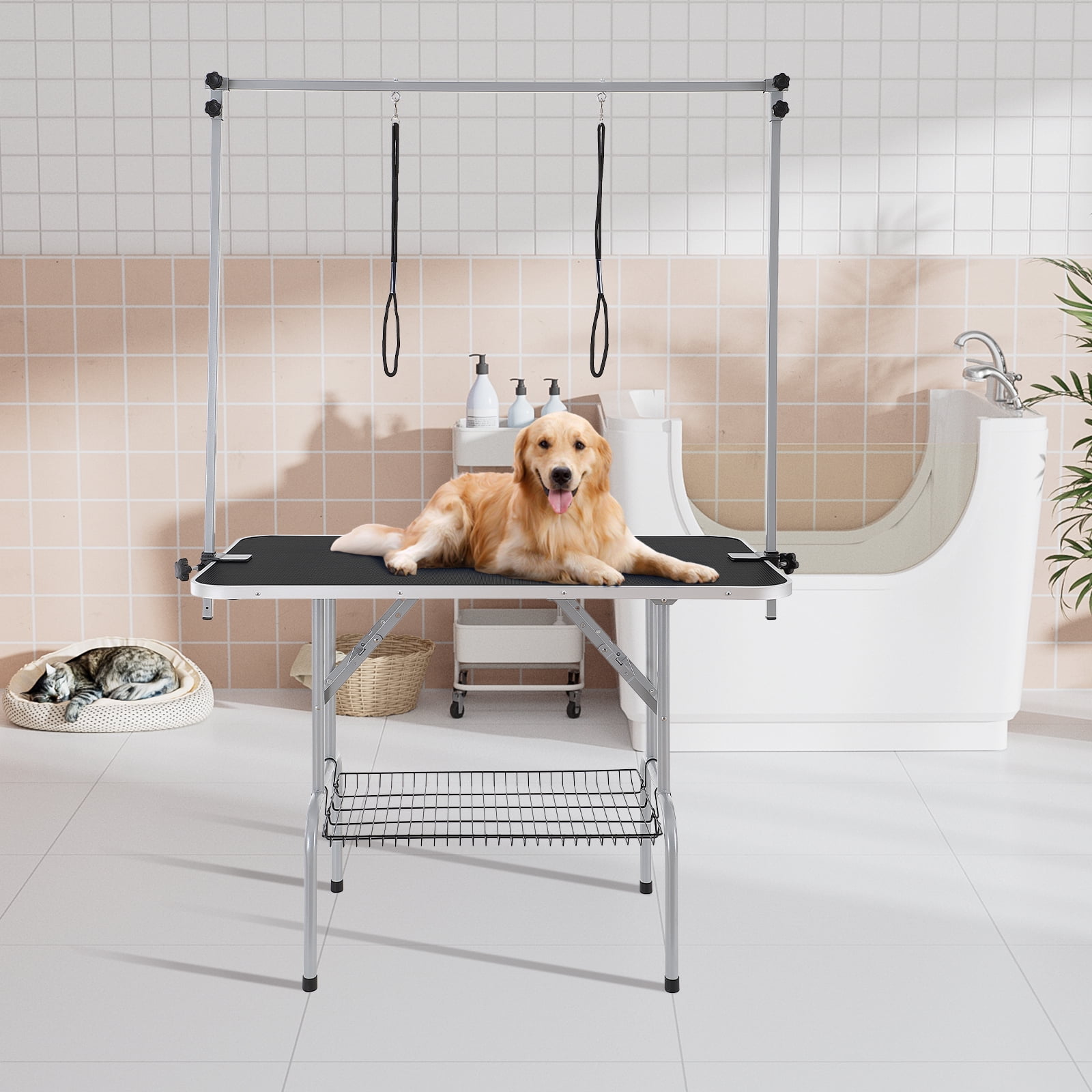 SKYSHALO 46'' Pet Dog Grooming Table Arms x 2 w/ Clamp Foldable