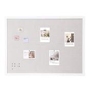SKYSHALO 48"x36" Linen-Covered White Corkboard   Wall-Mountable Display Board for Office, School, Home   Chic & Practical Message Board