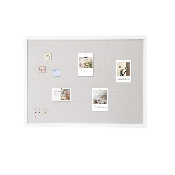 SKYSHALO 48"x36" Linen-Covered White Corkboard Wall-Mountable Display Board for Office, School, Home Chic & Practical Message Board
