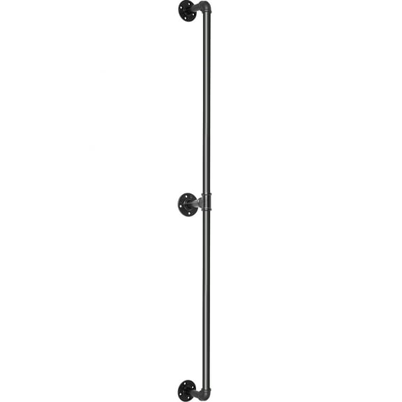 KFFKFF 4FT Staircase Handrail, Pipe Stair Handrail, 440LBS Load Capacity Carbon Steel Pipe Handrail, Round Corner Wall Handrailings for Indoor, Industrial Pipe Handrail with Wall Mount Support