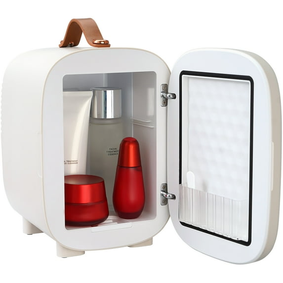 KFFKFF 4L/6Cans Mini Refrigerator Skin Care Products Refrigerator AC/DC Mini Cosmetics Makeup Refrigerator White