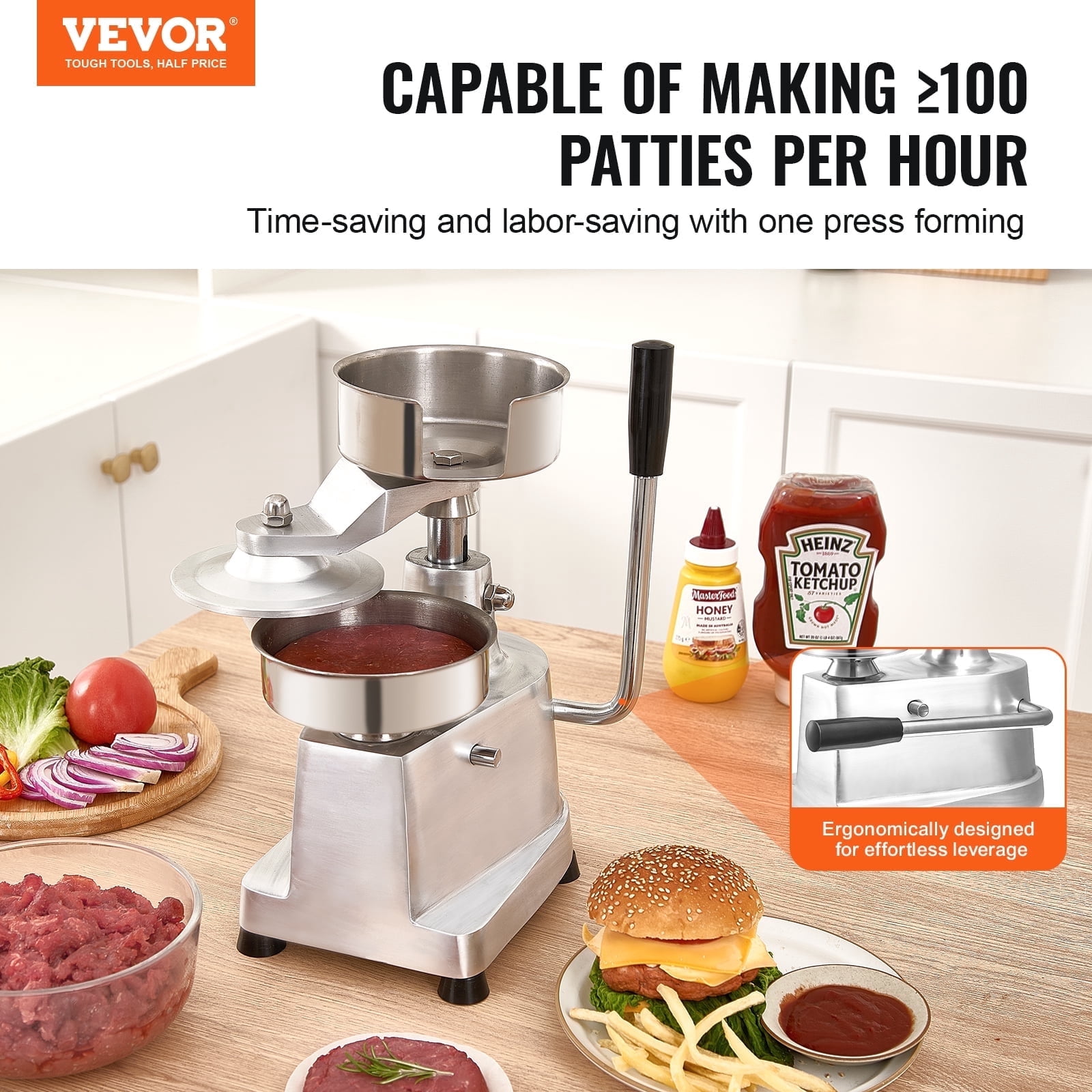 KFFKFF 5" Commercial Burger Patty Maker Hamburger Meat Press Forming Machine