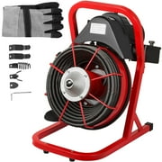 KFFKFF 50 Ft x 1/2 Inch Drain Cleaner Machine fit 1 Inch (25mm) to 4 Inch(100mm) Pipes Drain Cleaning Machine Portable Electric Drain Auger with Cutters Glove Drain Auger Cleaner Sewer Snake