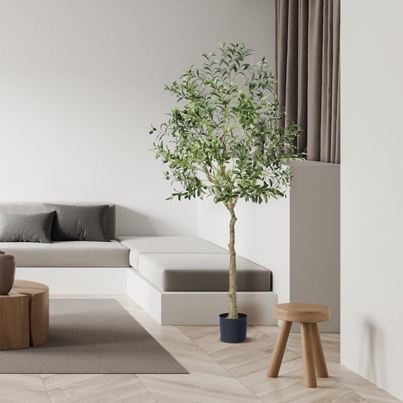 SKYSHALO 6 ft Olive Tree Artificial Trees in Green Moss Pot