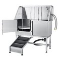 thumbnail image 1 of SKYSHALO 62" Dog Wash Station with Ramp, Durable Stainless Steel Pet Bathing Tub, Includes Soap Holder, Faucet & Accessories, Suitable for Large to Small Dogs, Home Use Bathtub (Left), 1 of 9