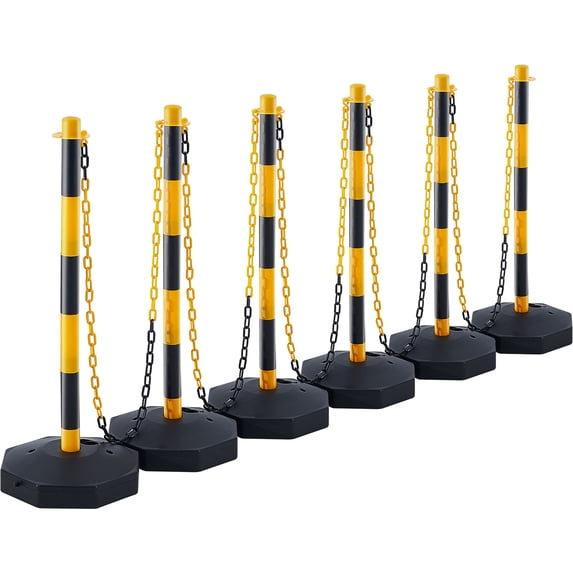 KFFKFF 6PCs Traffic Delineator Post Cones with Fillable Base 8FT Chain Adjustable