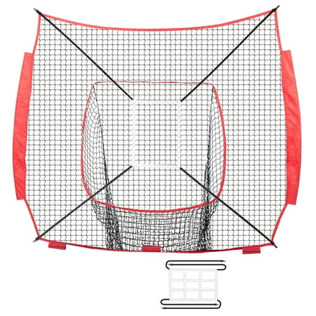 KFFKFF 7x7 ft Portable Baseball Softball Practice Net w/2*Hitting Batting Training Strike Zone Replacement Net without Frame