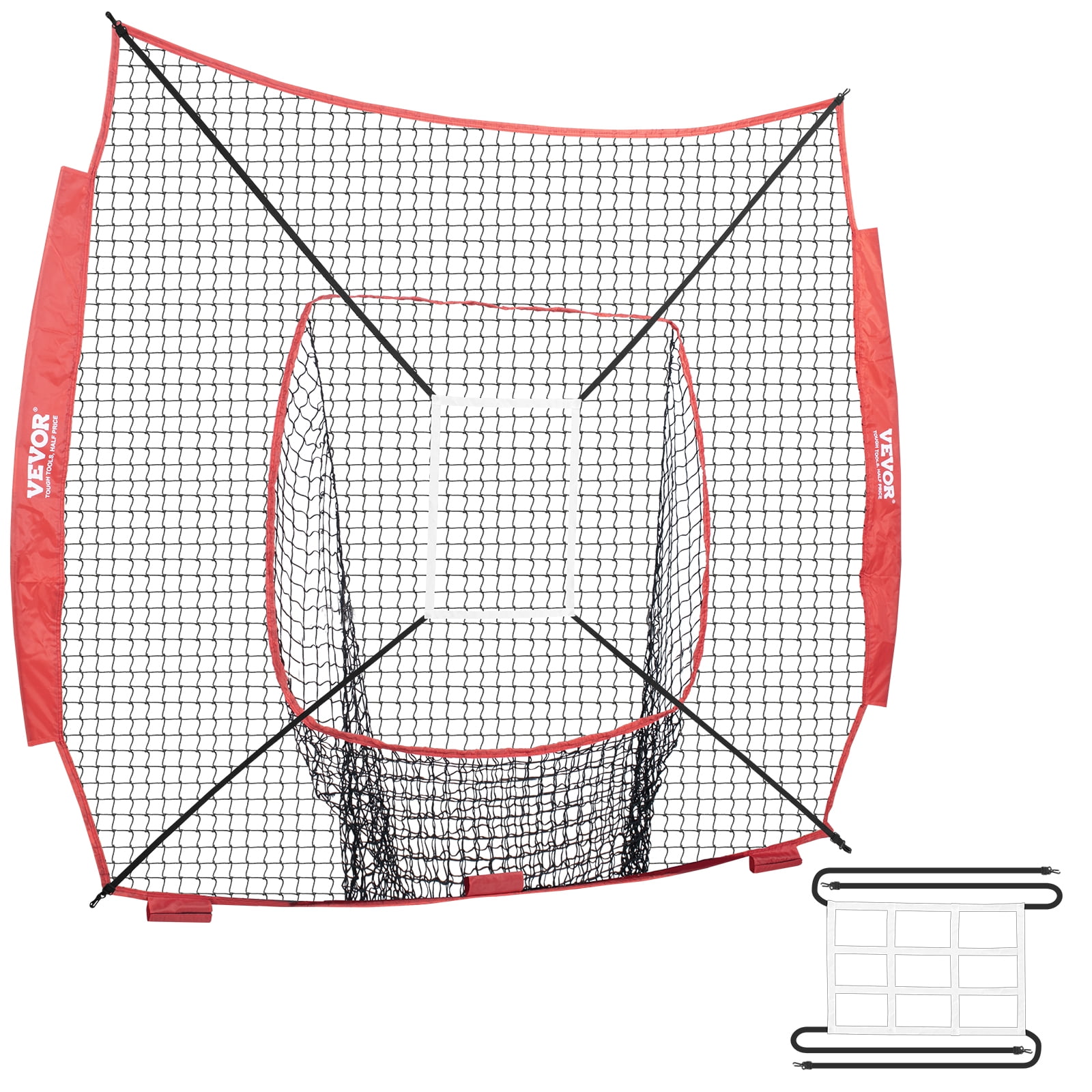 SKYSHALO 7x7 ft Portable Baseball Softball Practice Net w/2*Hitting