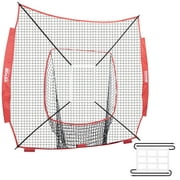 SKYSHALO 7x7 ft Portable Baseball Softball Practice Net w/2*Hitting Batting Training Strike Zone Replacement Net without Frame