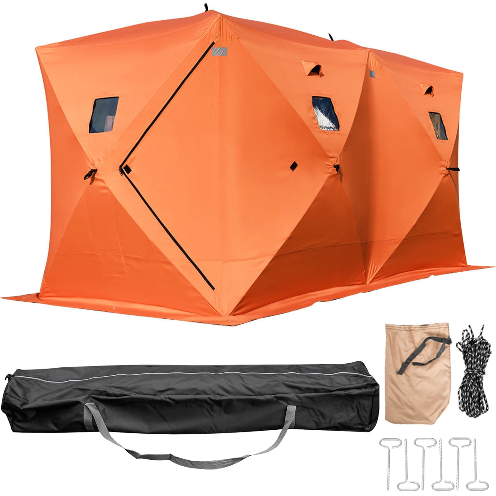 VEVORbrand Ice Fishing Shelter Tent 8 Person 300d Oxford Fabric Portable  Ice Shelter Strong Waterproof Ice Fish Shelter for Outdoor  Fishing(Orange,360