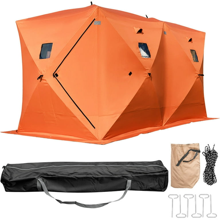 SKYSHALO 8 Person Ice Fishing Shelter, Pop-Up Portable Insulated Ice  Fishing Tent, Waterproof Oxford Fabric Orange 