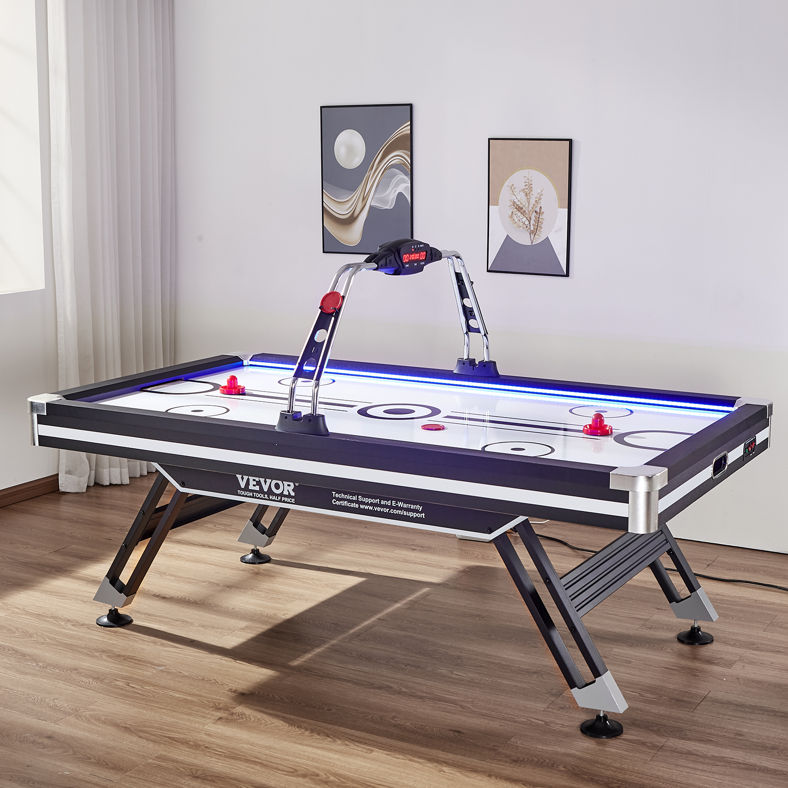 SKYSHALO AirPowered Hockey Table ，72" x 40" x 32" Indoor 120V LED