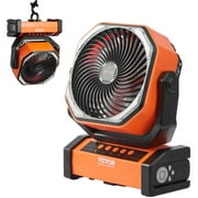 KFFKFF 9 inch Portable Fan Rechargeable with LED Lantern 4 Speeds Swivel Timer