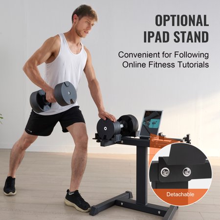 KFFKFF Adjustable Dumbbell Stand Fitness Rack for Home Gym with Media Rack