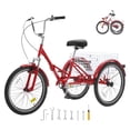 thumbnail image 1 of KFFKFF Adult Three-Wheel Bicycle 1 Speed 20/24/26 Inch Tricycles, Trike with Carbon Steel Frame, Includes Basket & Adjustable Seat, Ideal for Picnic & Shopping, Suitable for Seniors, Women, Men, 1 of 9
