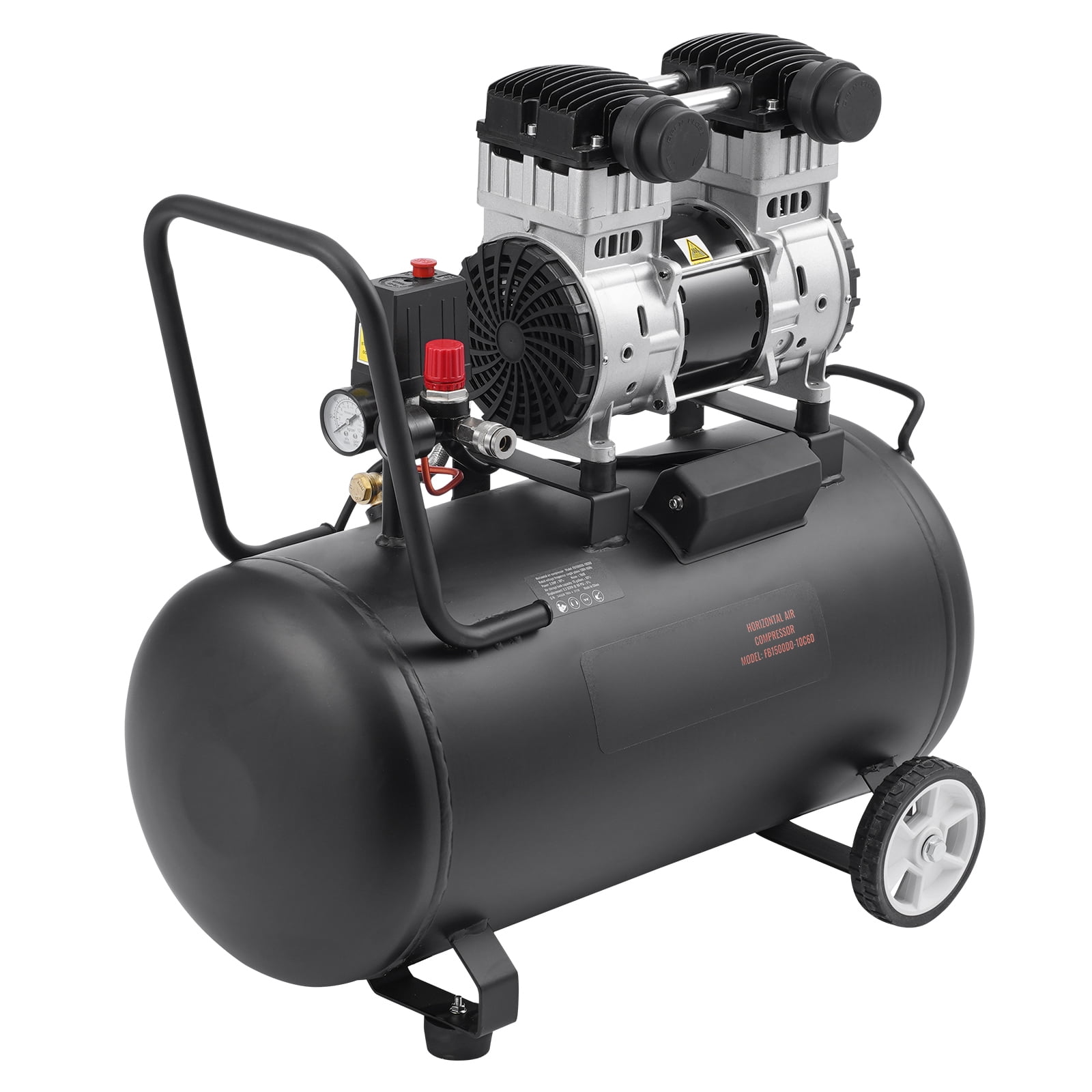 KFFKFF Air Compressor with 15 Gallon Steel Tank, 2HP, 5.3 CFM@90 PSI, Oil-Free Operation & Max 125PSI. Quiet 78dB for Auto Repairs, Tire Inflation & Spray Paint