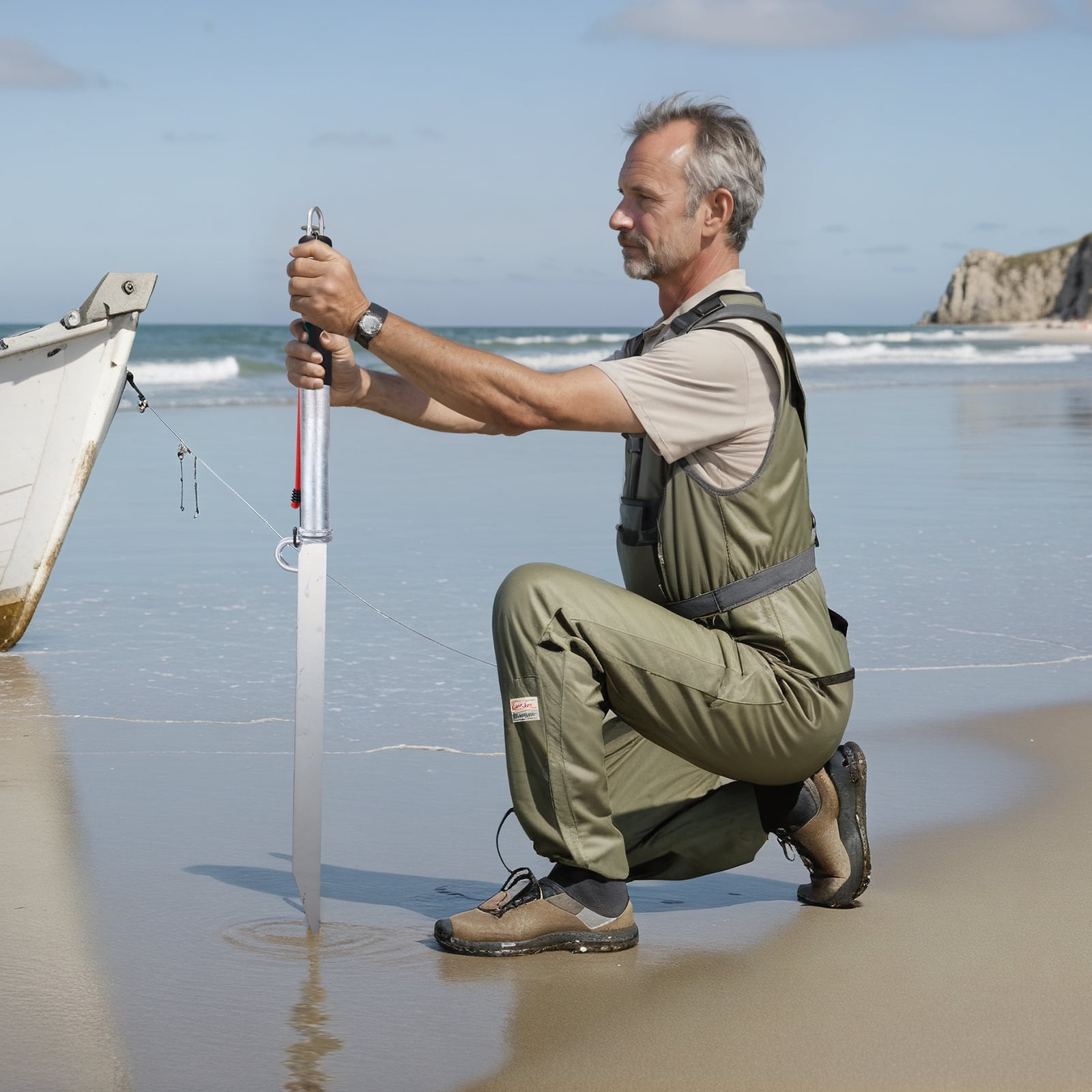 SKYSHALO Anchor Pole Sand Spike Boat with Storage Bag for Boats Jetski