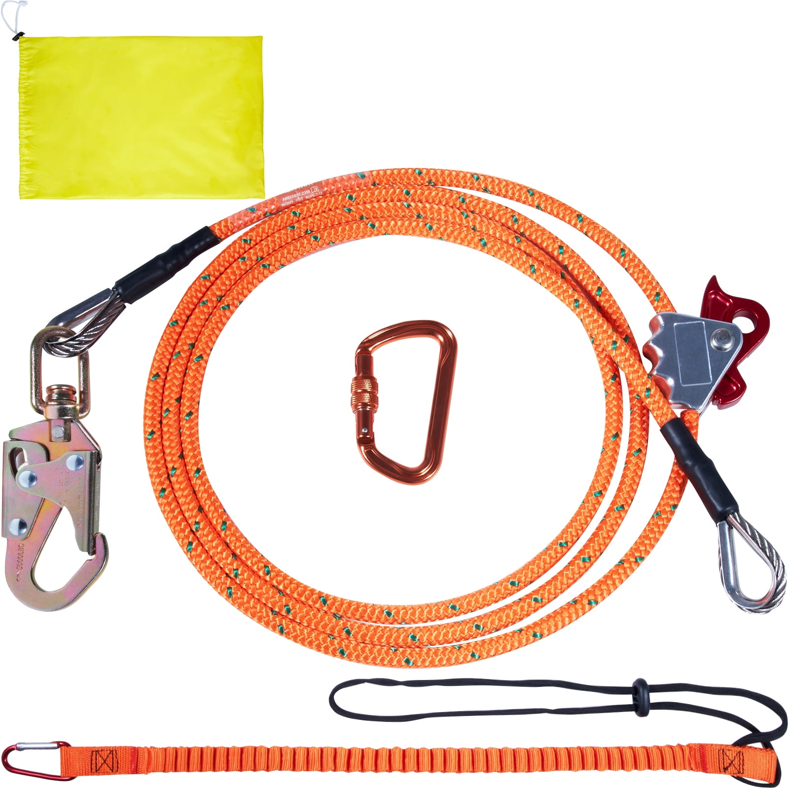 SKYSHALO Arborist Steel-Core Flipline, 12ft Length, 1/2 Inch Diameter, Includes Alloy Snap Hook, Aluminum Carabiner \u0026 Tool Lanyard for Tree Climbing
