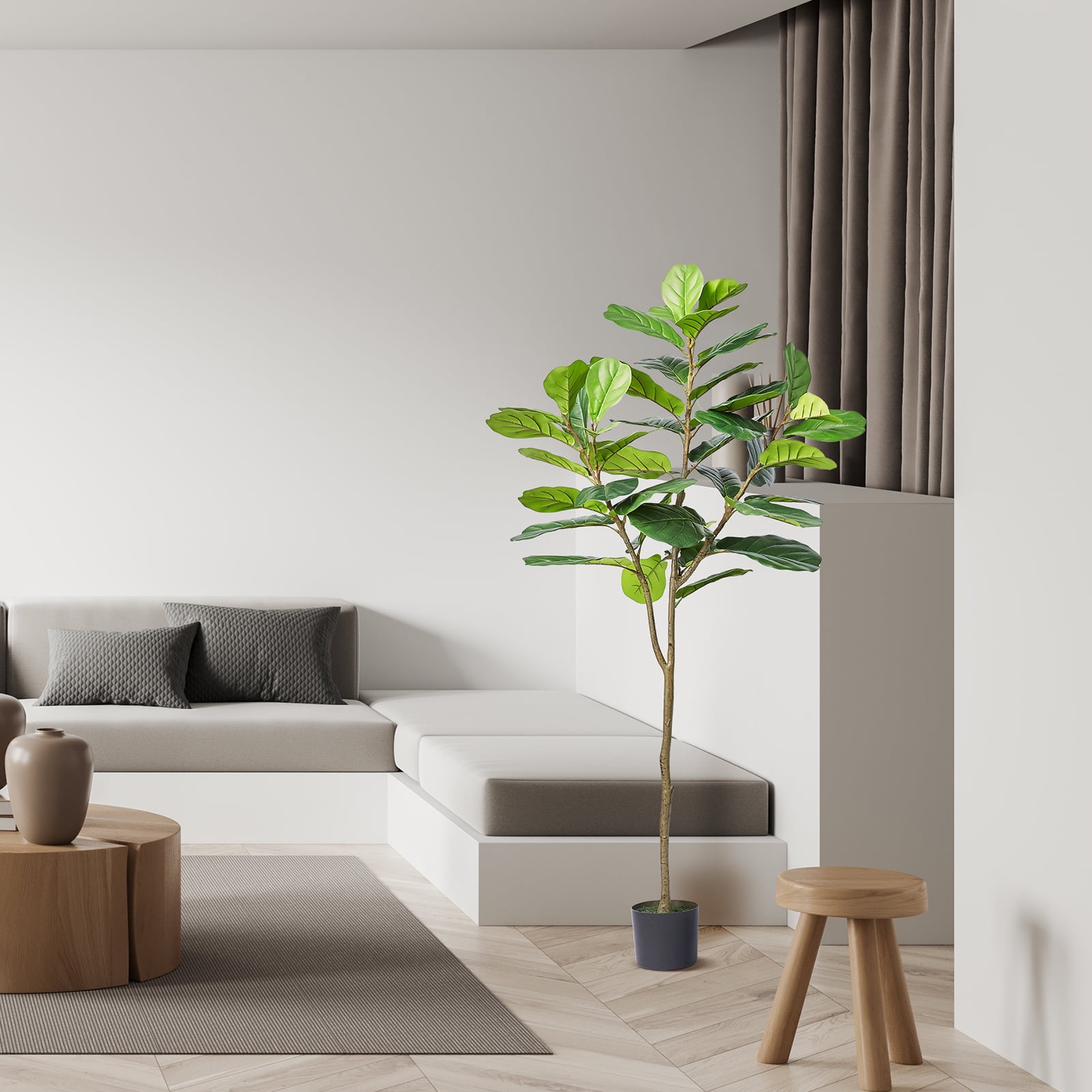 SKYSHALO Artificial Tree, 6 FT Artificial Fiddle Leaf Fig Tree, Decor ...