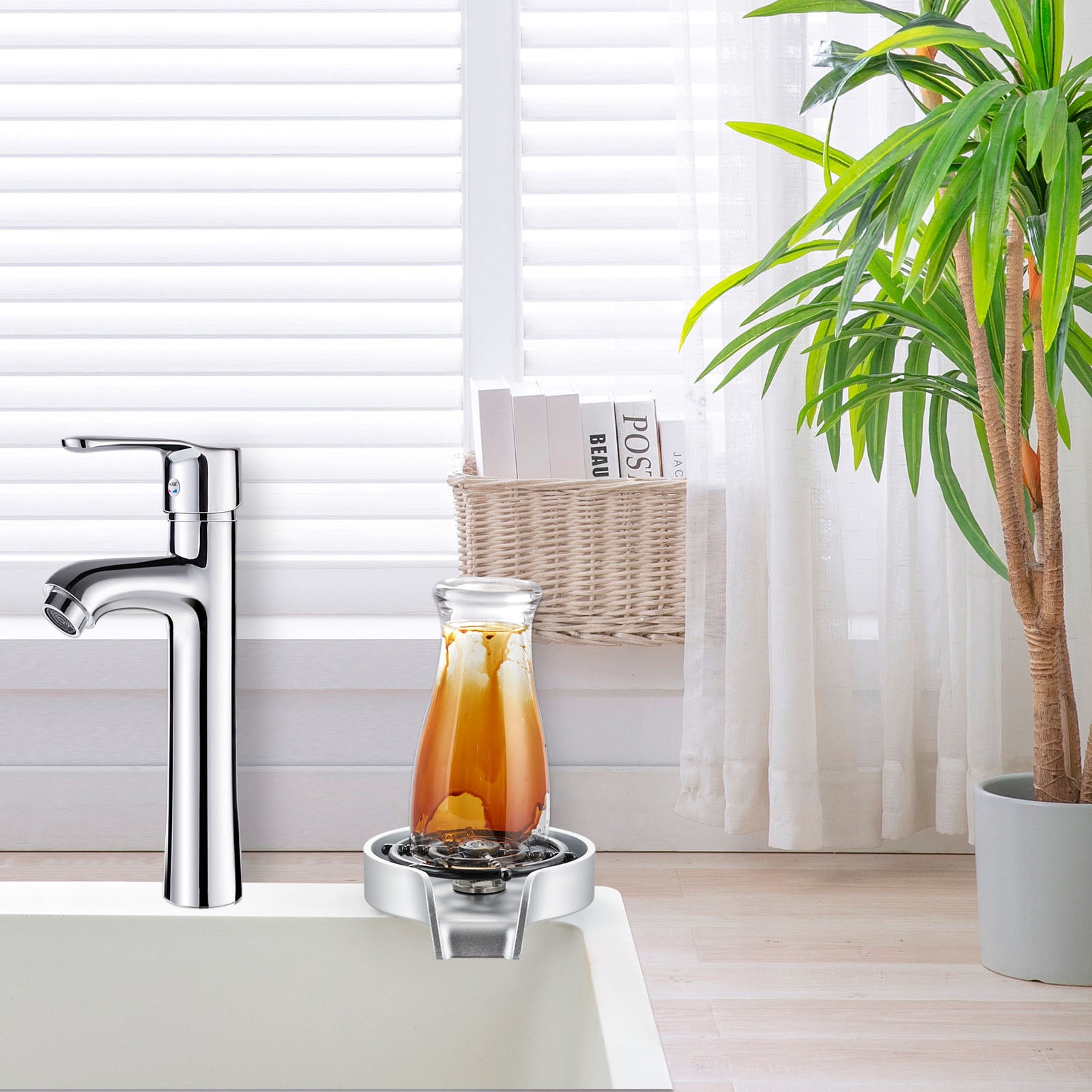 SKYSHALO Automatic Glass Rinser ABS Cup Cleaner Cup Washer 10 Water