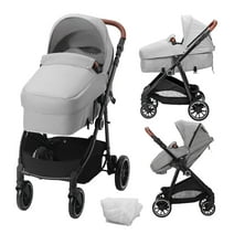 SKYSHALO Baby Infant Stroller Newborn with Bassinet Foldable Reversible Light Grey