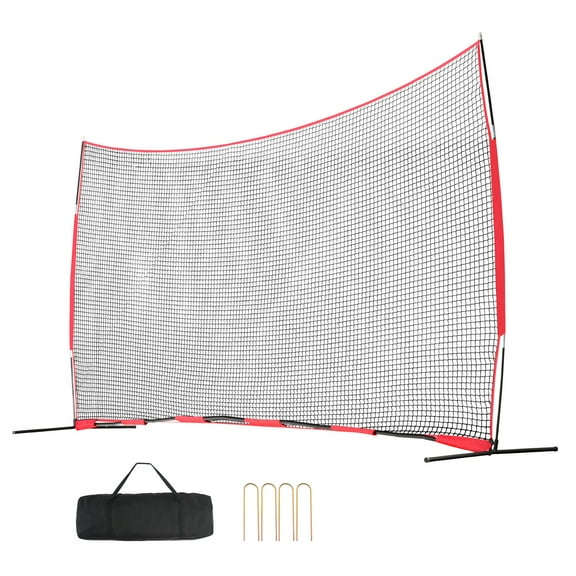 KFFKFF Barricade Backstop Net,Portable 20x10 Feet Barrique Backyard Softball Sports Obstacle Softball Training Net w/ Carry Bag for Baseball Softball Lacrosse Soccer Hockey Training