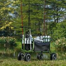SKYSHALO Beach Fishing Cart Foldable Fishing Trolley 300 lbs with Balloon Tires