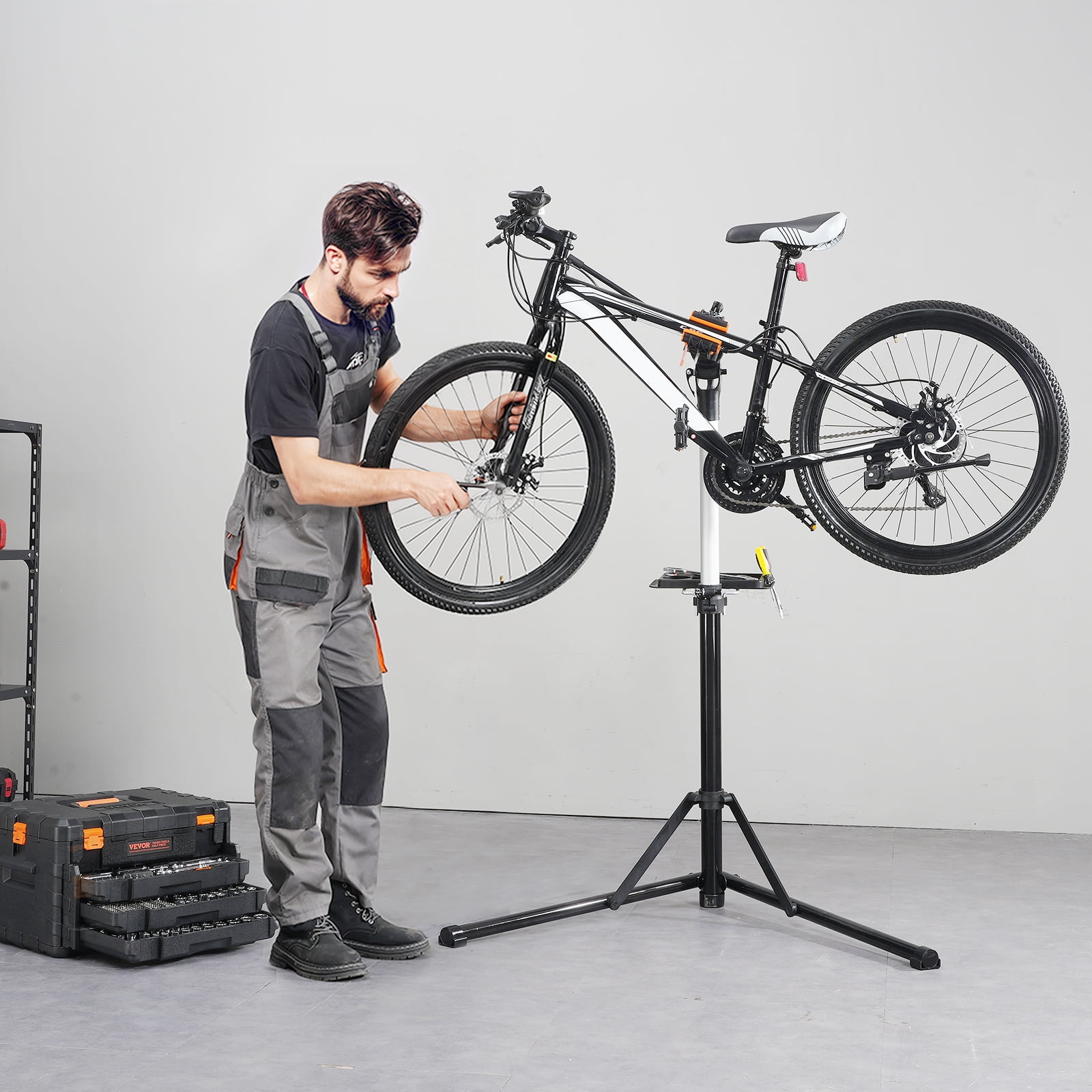 KFFKFF Bike Repair Stand 66LBS Adjustable Maintenance Folding Bike Rack Tool Tray