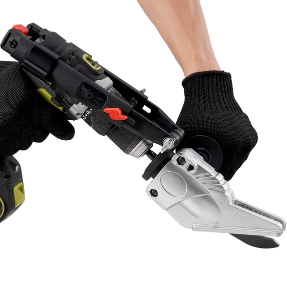 KFFKFF Board Cutter Drill Attachment, Metal Nibbler Drill Attachment with 360° Pivoting Head. 0.5" Fiber Cement and 0.47" Plasterboard, Applicable with Most 1500-3000RPM Electric Drill