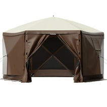 SKYSHALO Camping Gazebo Tent, 10'x10', 6 Sided Pop-up Canopy Screen Tent for 8 Person Camping, constructed of waterproof 300D oxford fabric and bite-proof B3 gauze netting w/ Portable Storage Bag