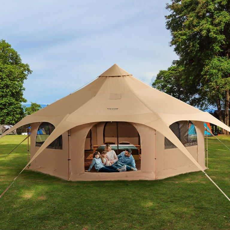 Kffkff Canvas Tent 4 Seasons 5 M 16.4 ft Bell Tent for Camping with Stove Jack Men s Size Medium Beige