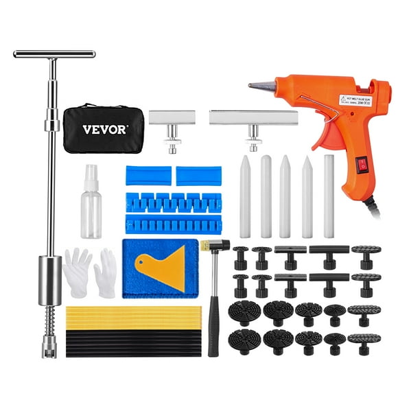 KFFKFF Car Body Dent Puller 52-Piece Kit, Features Dual-Function Slide Hammer, Varied Length Puller Lines for Effortless Car Dent and Door Ding Fixes, Suitable for Minor Dent Corrections