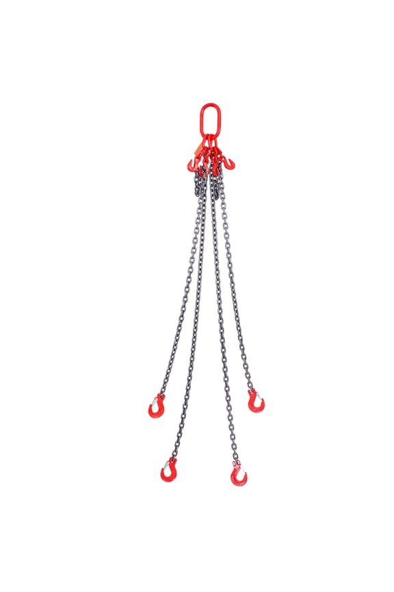 Chain Sling, 11000 lbs Load Limit, 5/16'' x 5' G80 Grade, Equipped with Grab Hooks, Complies with DOT Standards, Durable Manganese Steel with Black Coating, Length Adjustable