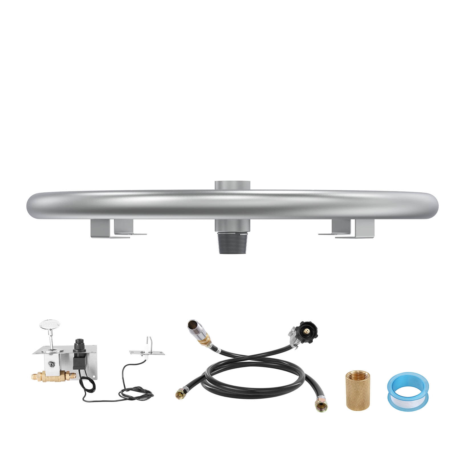 SKYSHALO Circular Fire Pit Insert 12 inch, Durable Stainless Steel Burner System, Compatible with Natural & Propane Gas, 92,000 BTU for Both Indoor and Outdoor Settings