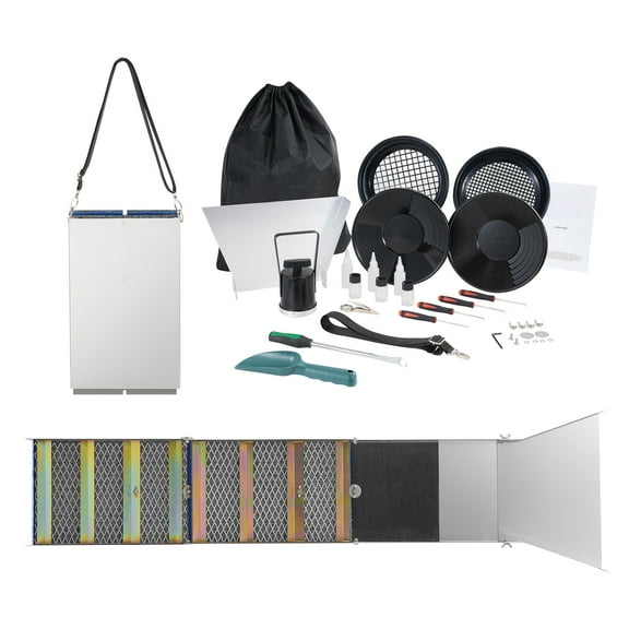 KFFKFF Collapsible Gold Prospecting Gear, 50" 23-Piece Set Including Gold Pan, Classifier, Magnetic Separator, Backpack & Extras