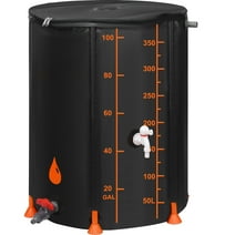 SKYSHALO Collapsible Rain Barrel Rain Catcher Large Capacity 100 Gallon PVC Black
