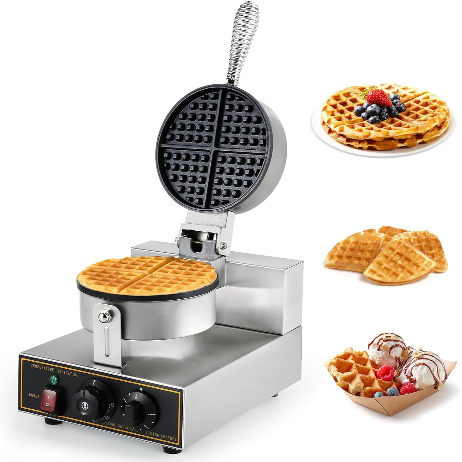 SKYSHALO Commercial Waffle Maker Double Heads ,110V Nonstick Round