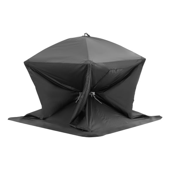 KFFKFF Compact Ice Fishing Hut, 1-2 Person Quick Setup Shelter, 24 Sq Ft Fishing Zone, Winter Angling Tent, Water-Resistant Oxford Material, Includes Anchors/Ropes/Transport Bag, 60"x60", Black