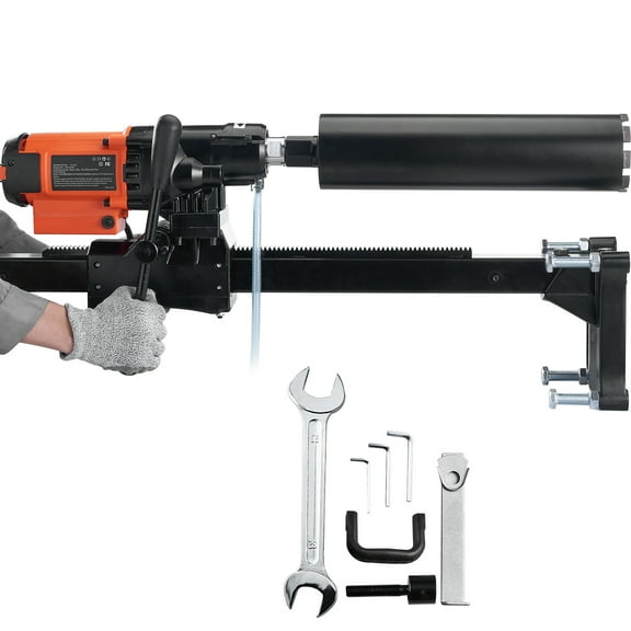 KFFKFF Concrete Core Drill, 8in Capability, Wet & Dry Drilling Setup with Support Stand, 750RPM & 1-1/4" 5/8" Thread, Equipped with Lifting Handle, Ideal for Drilling in Concrete, Brick, Block