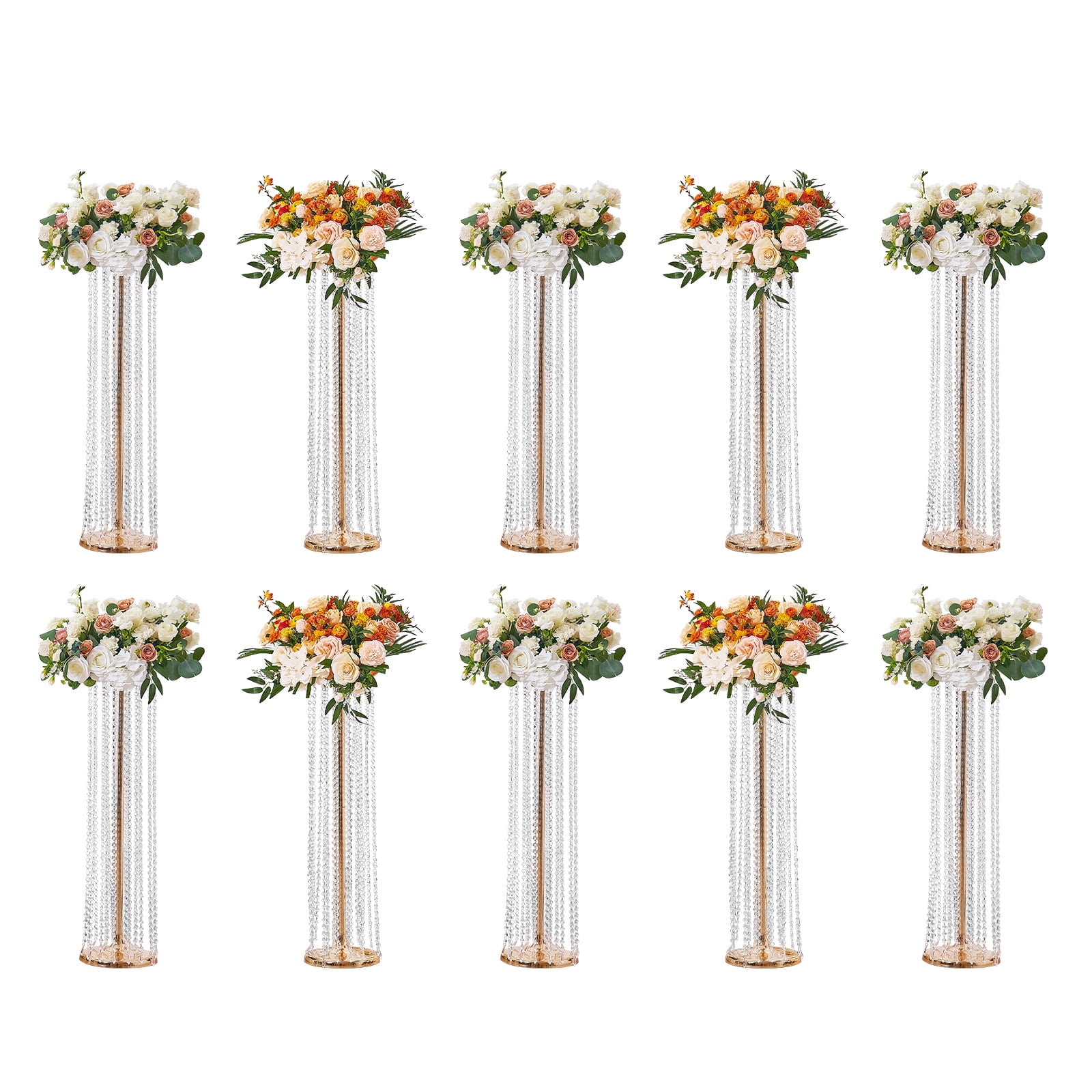 KFFKFF Crystal Wedding Flowers Stand Luxurious Centerpieces 10PCS 35.43inch Tall
