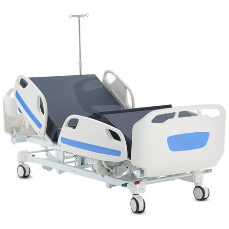 KFFKFF Deluxe Electric Hospital Bed, 5 Functions, ICU Grade with Trendelenburg Positions, 5-Inch Secure Casters, and IV Stand, Suitable for Home and Hospital, Supports up to 550LBS