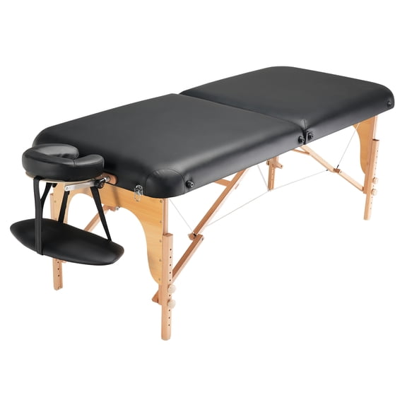 KFFKFF Deluxe Massage Table, 30" Width, Foldable, 8-Position Adjustable Height, Durable for Massage, Facial, Tattoo Services, Includes Headrest, Hand Support & Transport Bag, 750LBS Capacity