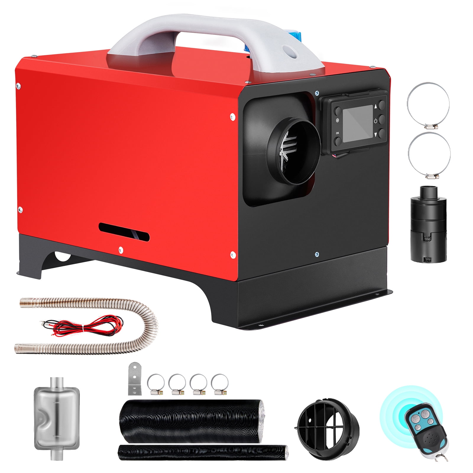 KFFKFF Diesel Air Heater Combo, 8KW 12V Unit, Quick Warm-up, Includes Black LCD & Remote for Easy Control in RVs, Trucks, Boats, Buses, Trailers & Motorhomes