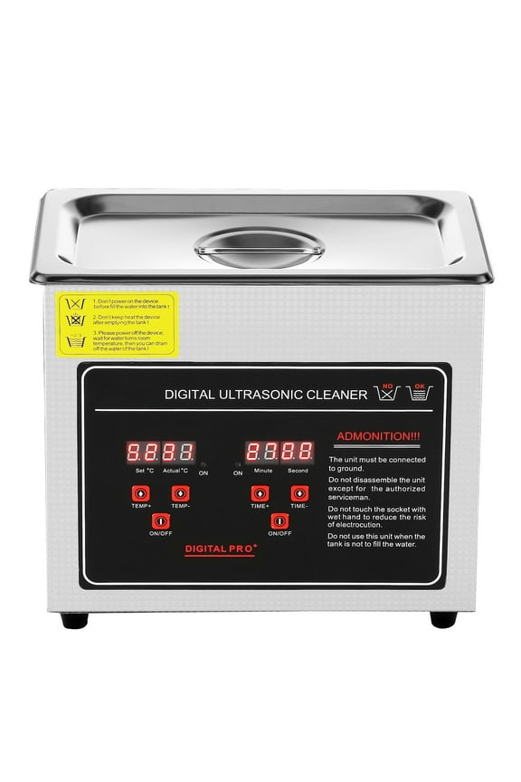Digital Ultrasonic Cleaning Device, Stainless Steel Sonic Cleaner with Heating Function and Timer, Ideal for Jewelry, Watches, Glasses, Rings, Small Components, and Circuit Boards (6L)