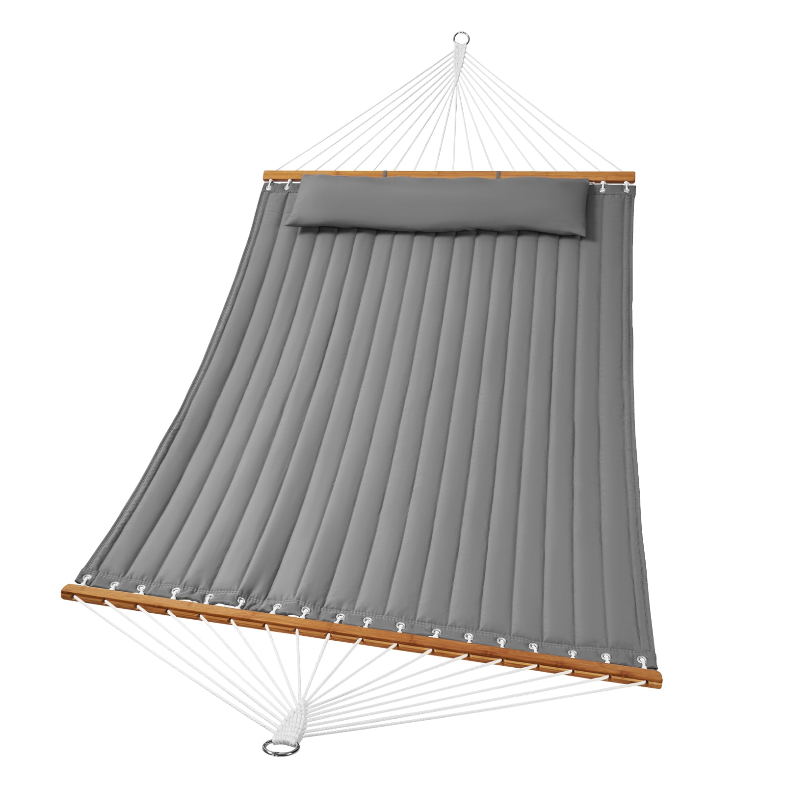 KFFKFF Double Layer Fabric Hammock with Removable Pillow Hardwood Spreader Bar