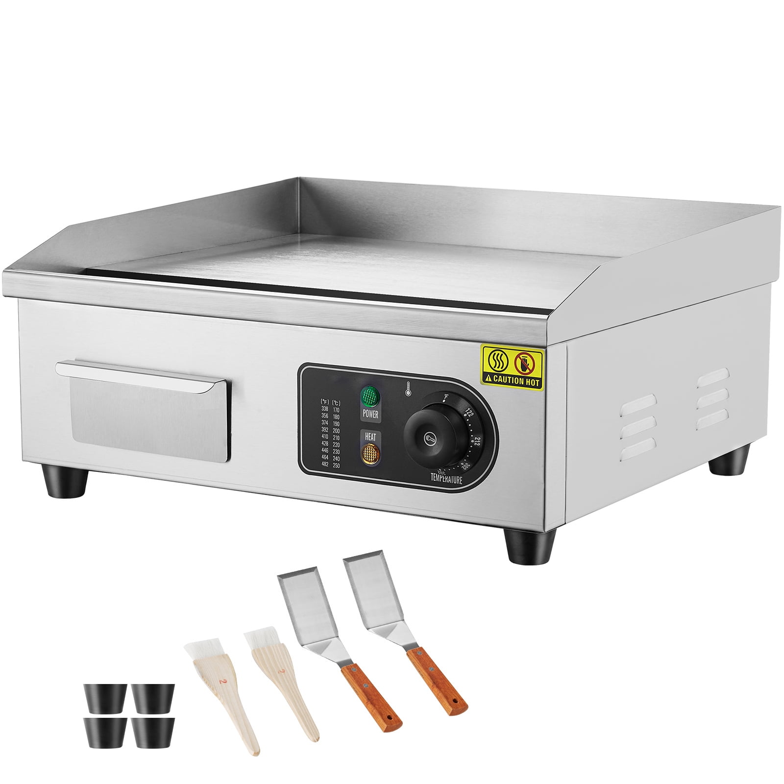 SKYSHALO Electric Griddle for Commercial Use 1700W Countertop Grill with Flat Surface Temperature Control from 122 to 572 Dimensions 17.72 x