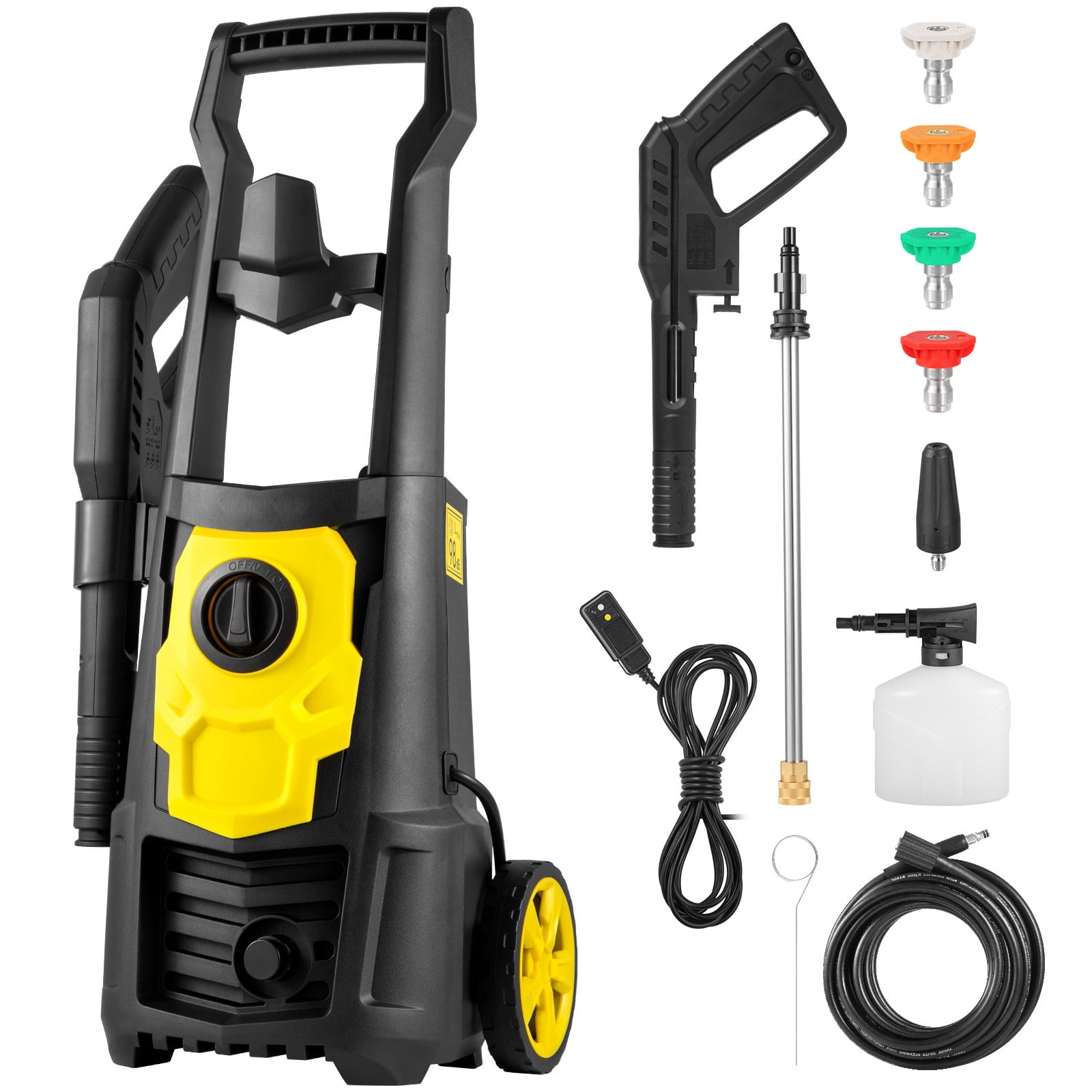 SKYSHALO Electric Pressure Washer, 2000 PSI, Max. 1.76 GPM Power Washer w/ 30 ft Hose, 5 Quick Connect Nozzles, Foam Cannon, Portable to Clean Patios, Cars, Fences, Driveways, ETL Listed