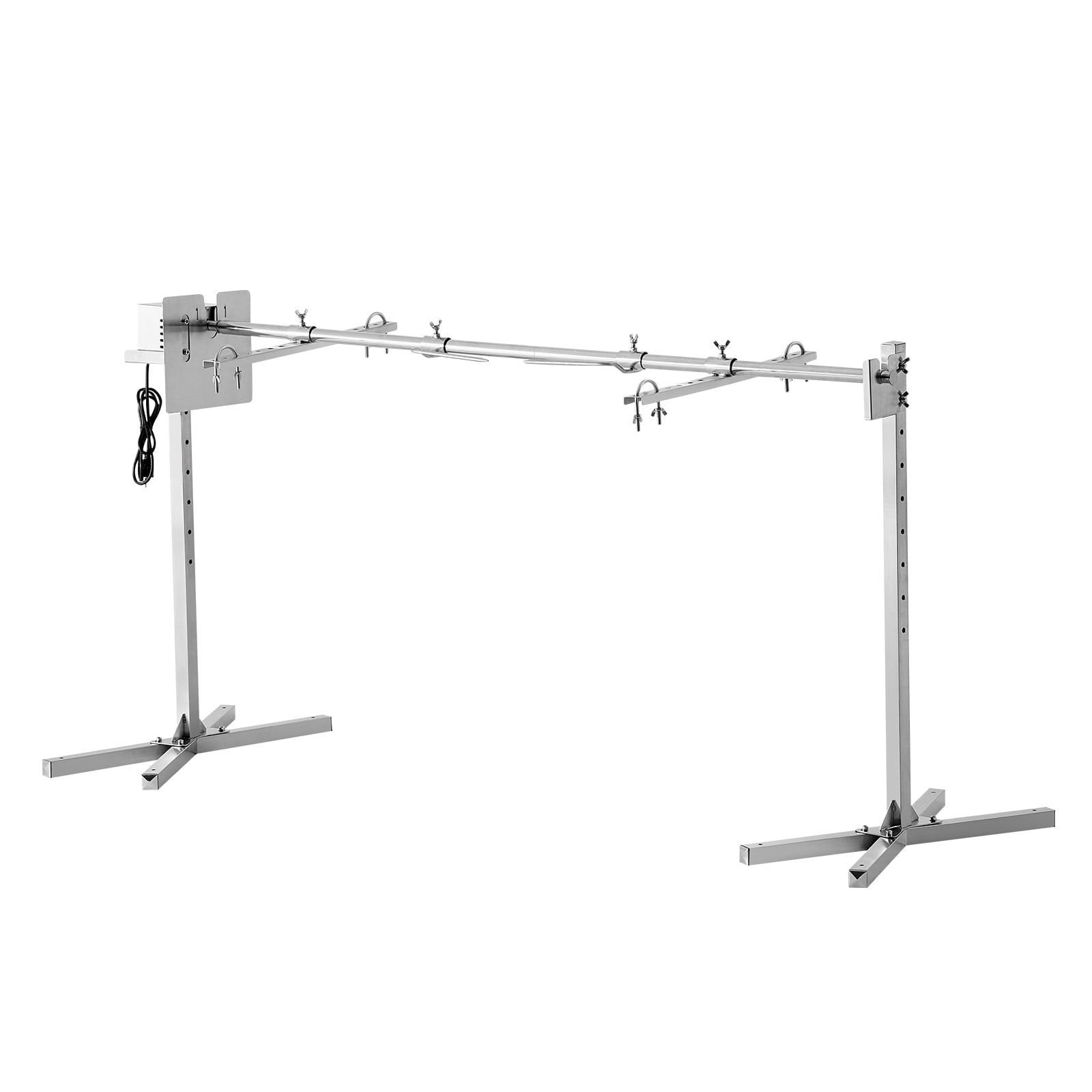 KFFKFF Electric Rotisserie BBQ Kit, 56" with 132 lbs Load, 52W Auto Motor, Adjustable Height, Universal Fit Stand, Stainless Steel, Includes Spit Rod & Heat Guard for Pork & Lamb