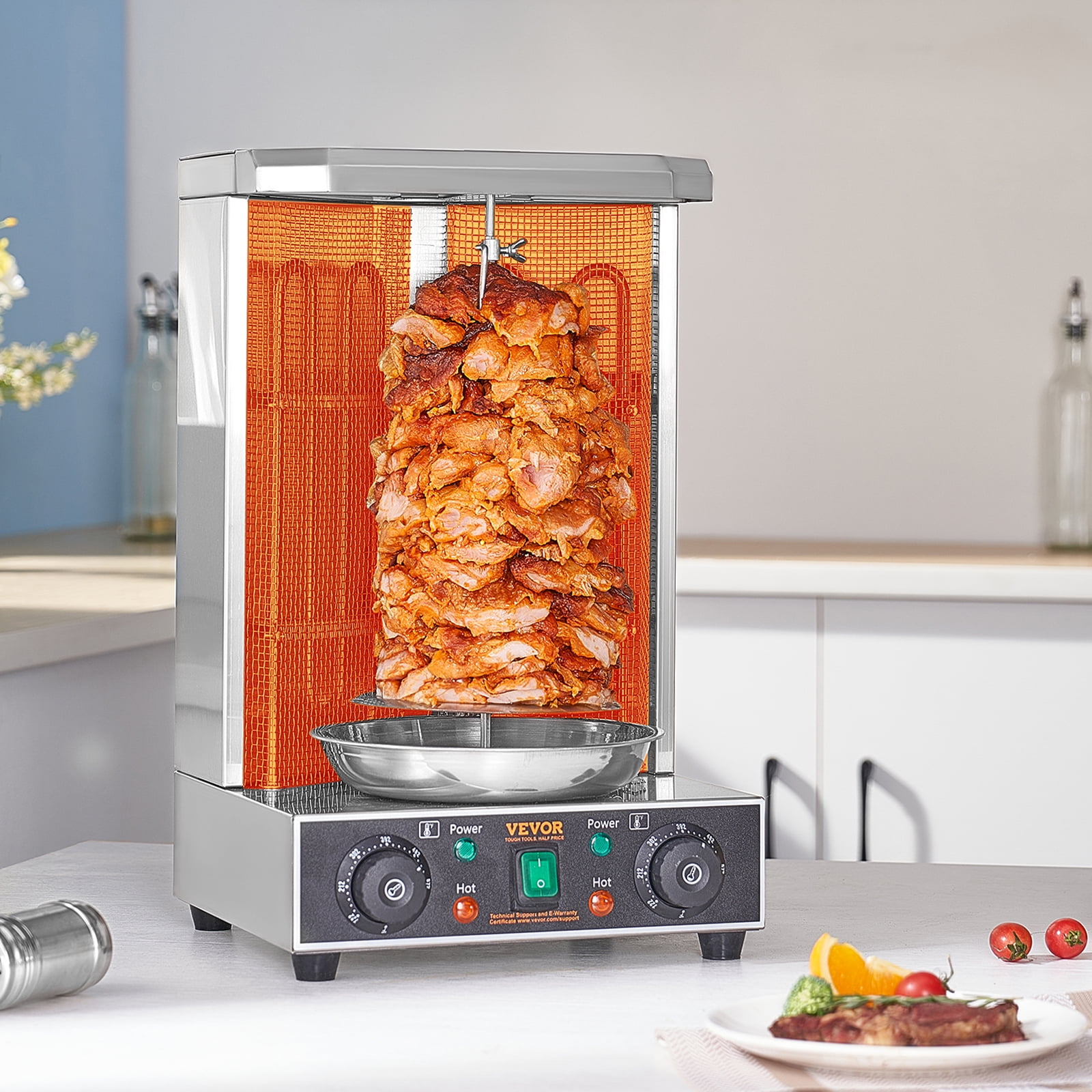 DALELEE Gas Vertical Shawarma Machine Doner Kebab Grill Gyro Oven Meat  Broiler with 2 Burner