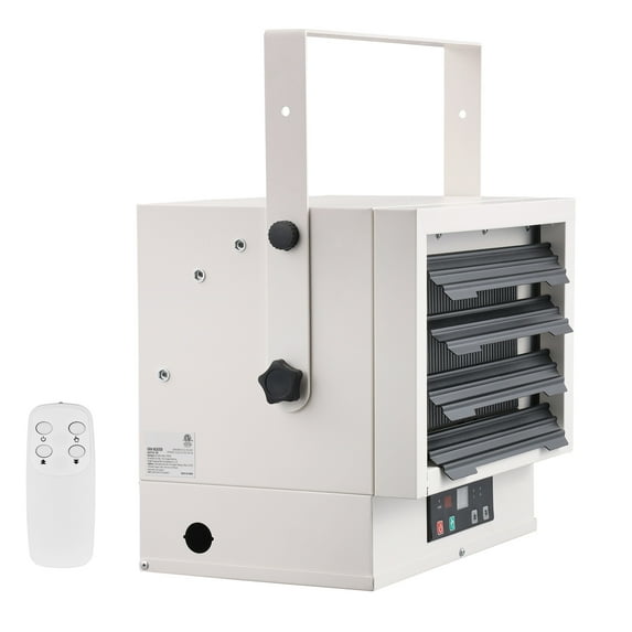 SKYSHALO Electric Workshop Heater, 5000W Digital Fan Heater, Wall/Ceiling Mounted with Remote, Overheat Safety, Hardwired, 9-Hr Timer, Suitable for Garage, ETL Certified